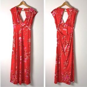 Elegant Red Floral Maxi Dress